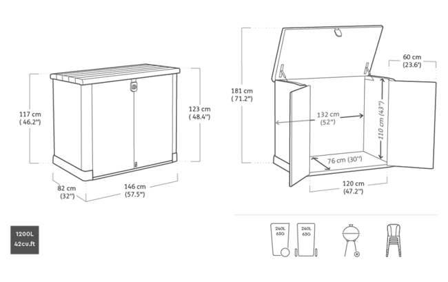 Store It Out Pro 1200L Storage Box - Grey